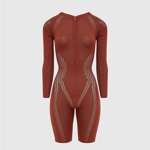 MANIERE DE VOIR KNITTED CONTOUR PLAYSUIT - RUST